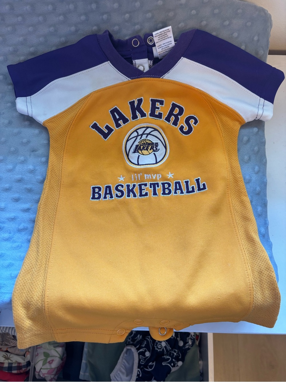 NBA Yellow and Purple Lakers Basketball Baby One-Piece
